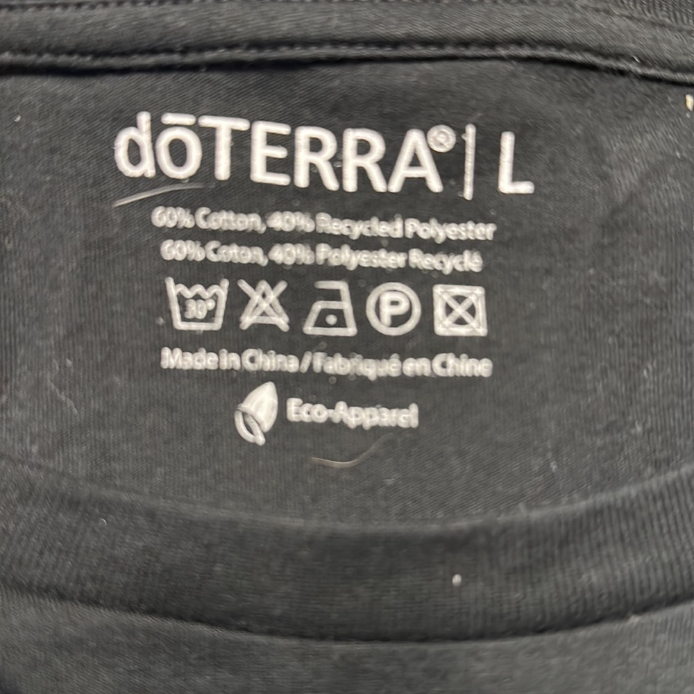 Women's doTERRA Black Graphic Low Crewneck Pullover Shirt Size Large EUC #0083 - Picture 3 of 4